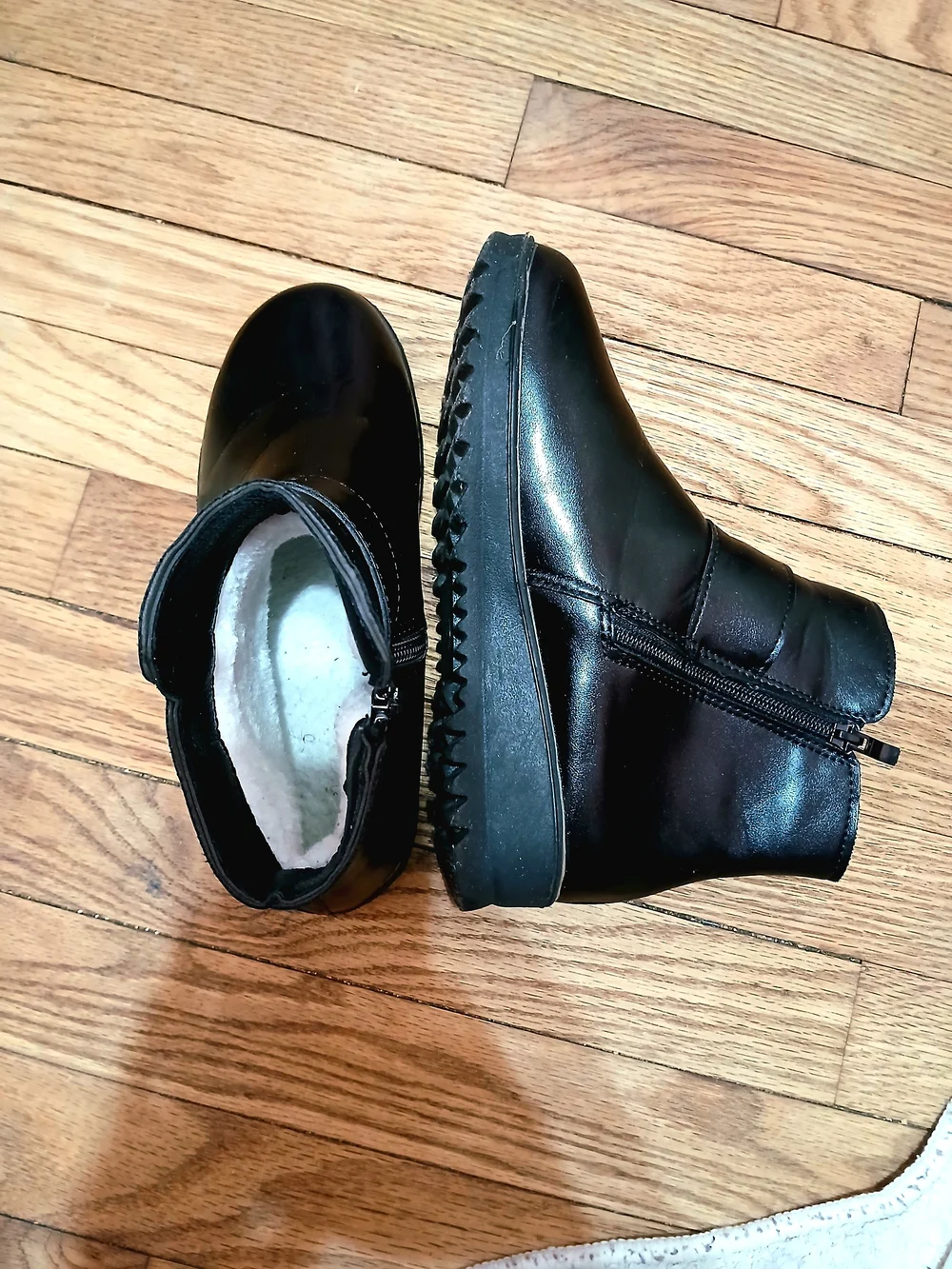 Black Ankle Boots with Gold Buckle Accent